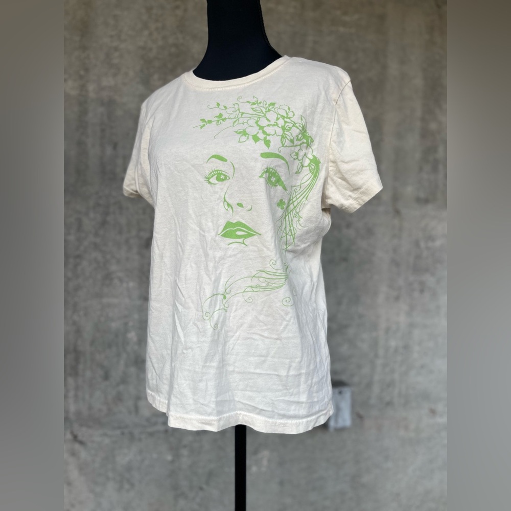 Graphic Tee with Green Face Design